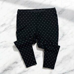 Chicos Pull On Ponte Knit Pants Size 3 = 16 Women's Black Polka Dot Ankle Length